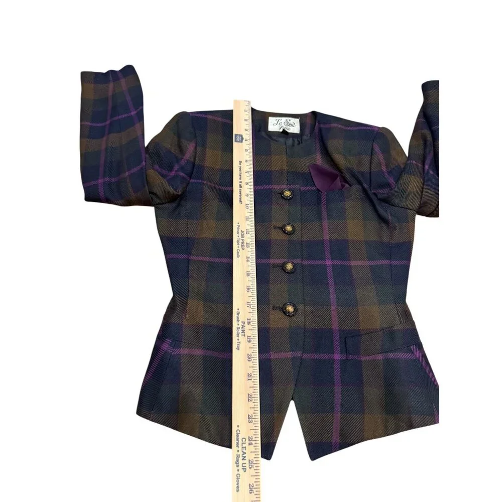 Le Suit‎ Plaid Blazer tartan purple plaid Size 4P